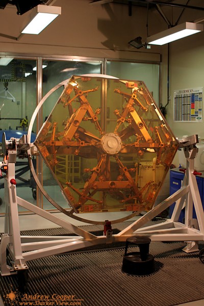 A Keck mirror segment after stripping and cleaning, ready to place in the chamber to receive a new reflective coating