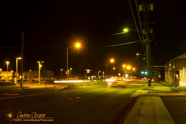 Downtown Waimea with new streetlights