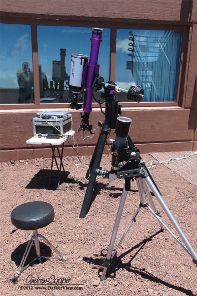 The telescope setup outside the Keck 1 control room for the Transit of Venus