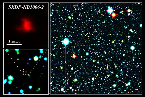 Color composite image of the Subaru XMM-Newton Deep Survey Field of galaxy SXDF-NB1006-2, credit NAOJ
