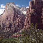 The towering sandstone cliffs of Zion National Park