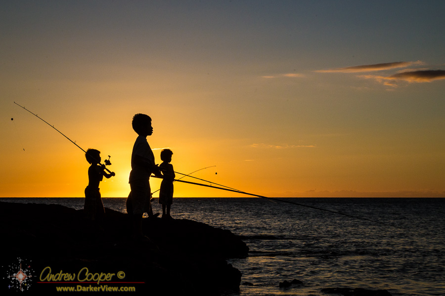 Keiki Fishing at Anaehoʻomalu Bay