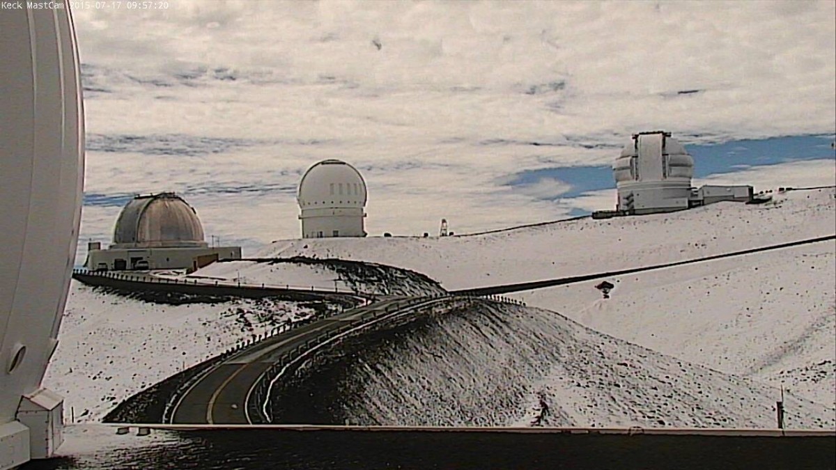 Midsummer snow atop Mauna Kea