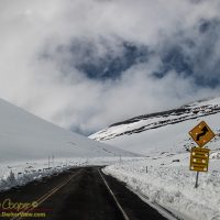 Snow along the road as we approach the summit of Mauna Kea