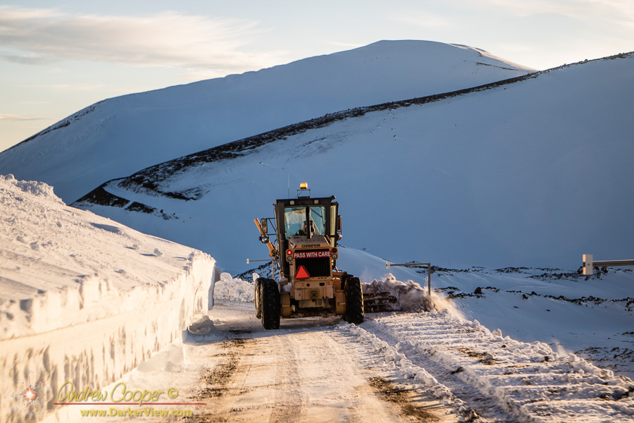 The MKSS snowplow crews remove snow from the roads atop Mauna Kea