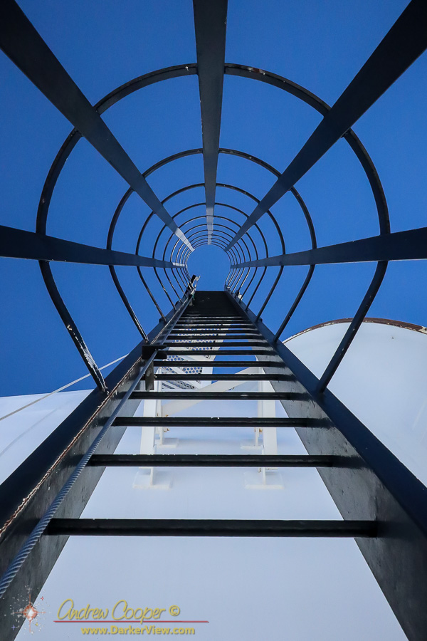 Looking up a ladder on the Keck 2 dome