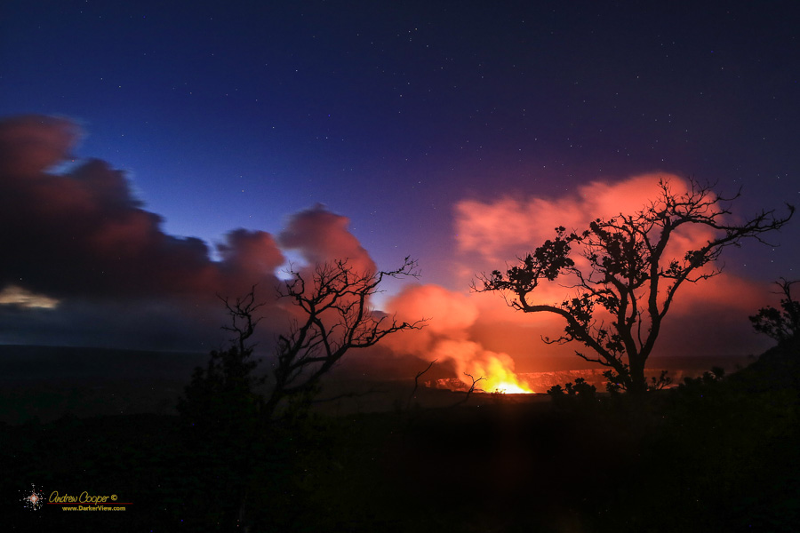 The plume of volcanic gasses from Halemaʻumaʻu