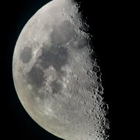 A first quarter Moon photographed with an 8" telescope and an iPhone 7