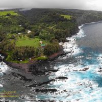 Looking down on Laupahoehoe Park from a drone