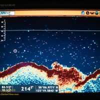 A possible wreck appears in the sonar at Seymour Narrows