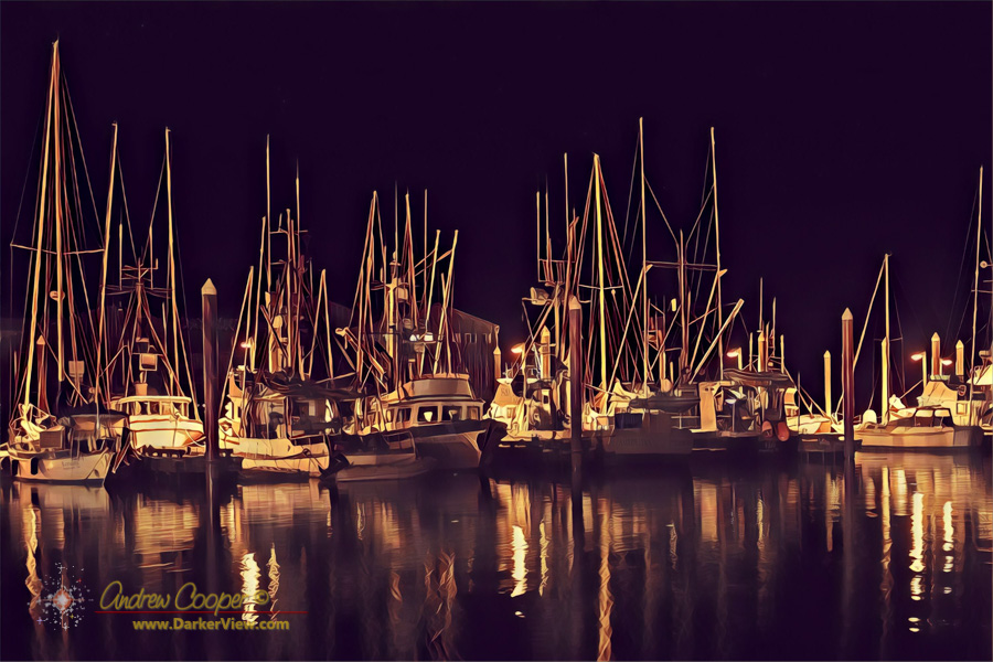 Petersburg Harbor at Night