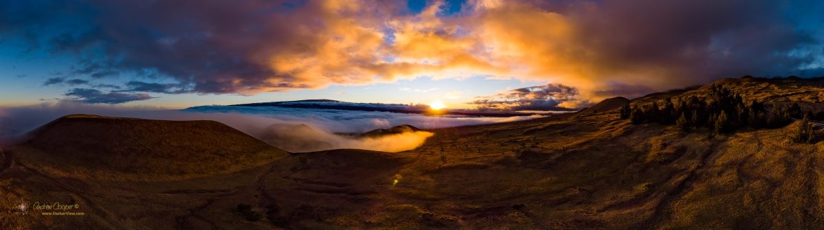 Sunset among the puʻu of Mauna Kea