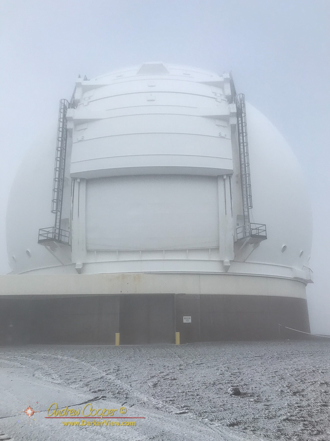 Keck 2 dome with a liberal coating of ice from freezing fog