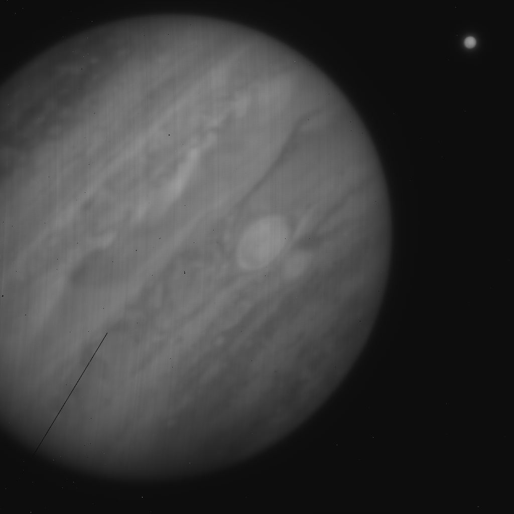 A raw widefield 1.2μm NIRC2 image of Jupiter taken 21July2006, credit Imke de Pater, UCB