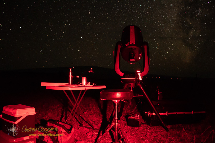 The NexStar 11 setup under the Milky Way at Kaʻohe