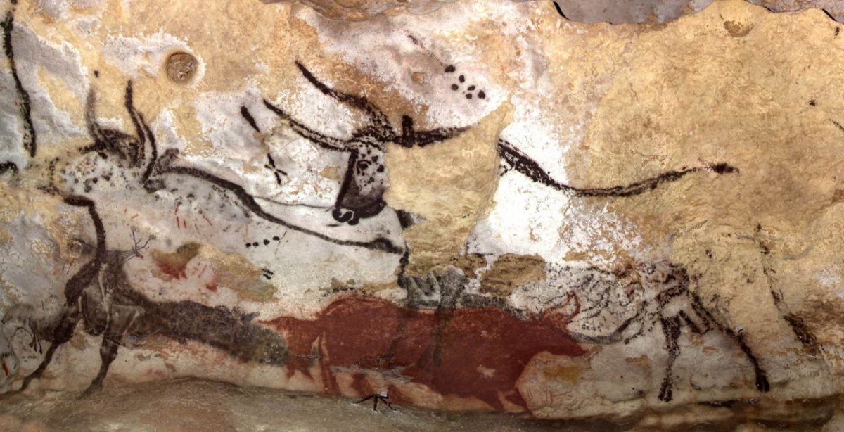 A 16,500 year old painting of a bull in Lascaux Cave that likely depicts Taurus, Orion, and the Pleiades star cluster.