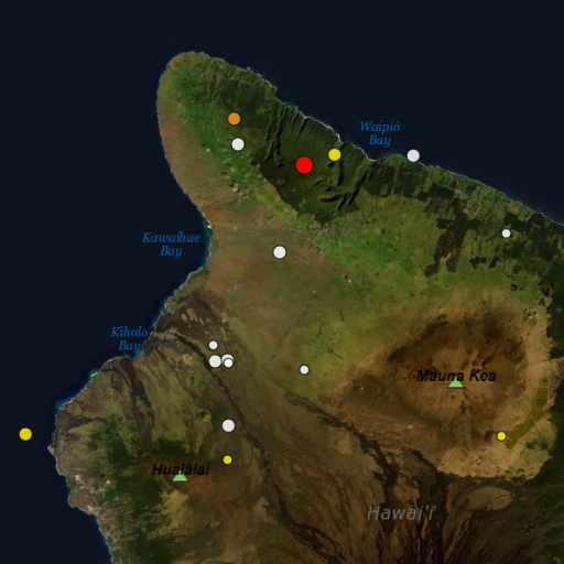 A plot of the magnitude 3.1 in North Kohala on the morning of Nov 9, 2019