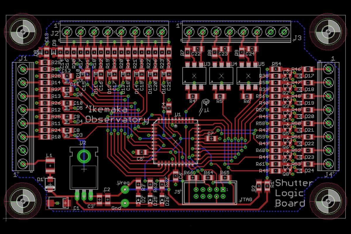 The Shutter Logic Board built around an Atmel ATF1502ASL PLD