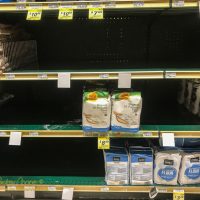 Empty shelves in the baking goods aisle