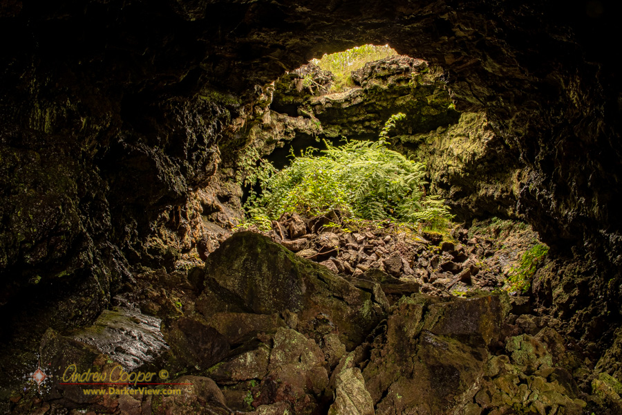 The entrance to a lava tube named Shangri-La