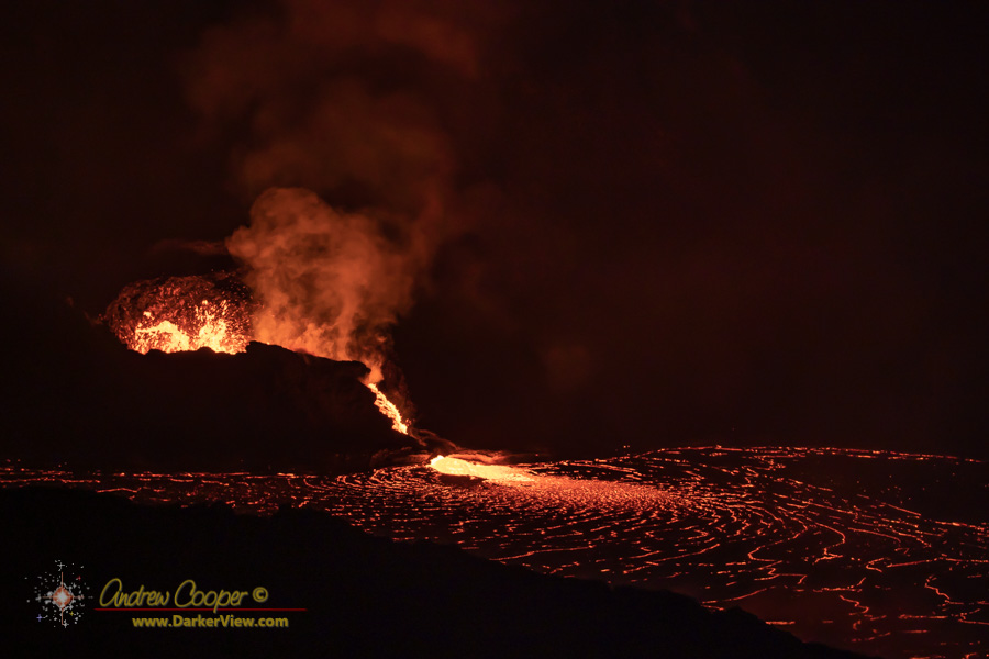 A bubbling caldron of lava on a Halloween weekend at Kilauea