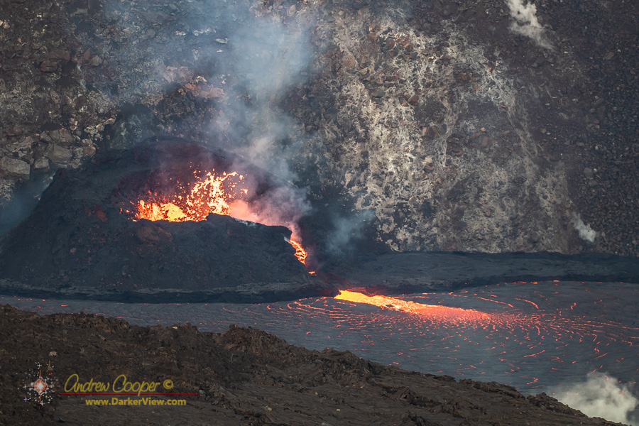 Splatters of lava from the western vent Halemaʻumaʻu