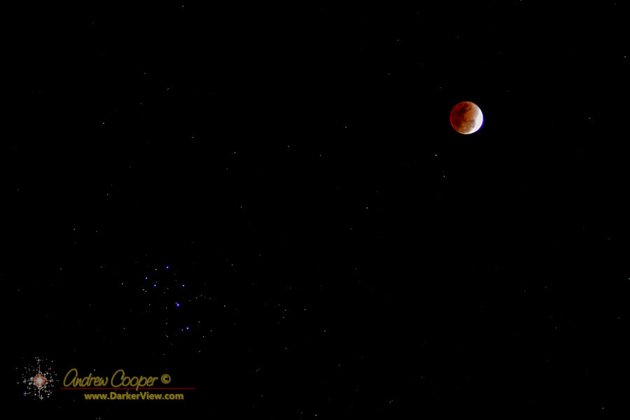 A deep partial lunar eclipse and the Pleiades star cluster