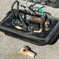 A burned and melted power receptacle