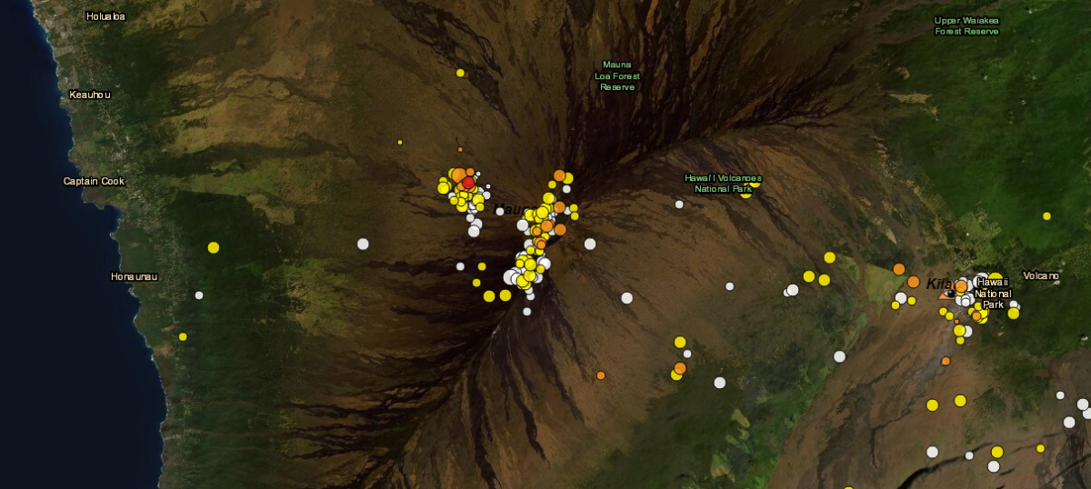 Mauna Loa earthquake swarm 5 Oct 2022