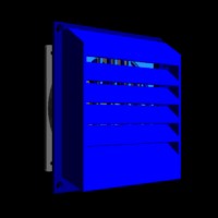 A 3D rendering of a cabinet fan mount, grill, and filter holder