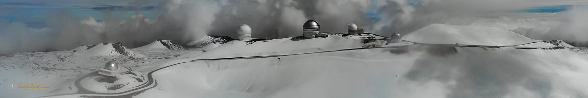 A panorama of the observatories near the summit of Mauna Kea