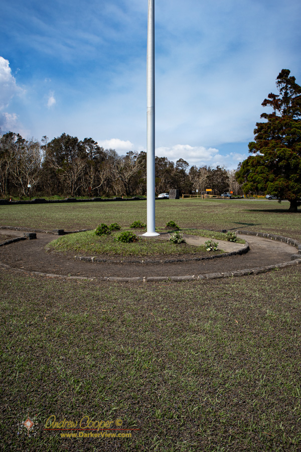 Tephra from recent eruptions in the lawn at Kilauea Military Camp