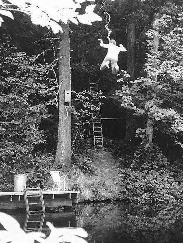 The rope swing at Jerry's Pond