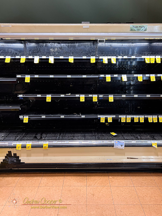 The egg and dairy section of KTA stripped after Hurricane Lala