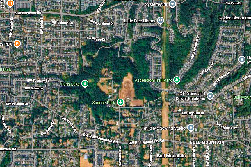 Sunrise Lane, Google satellite imagery